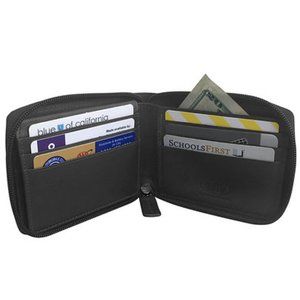 2023 Men's Genuine Leather Short Zip-around Bifold Wallet